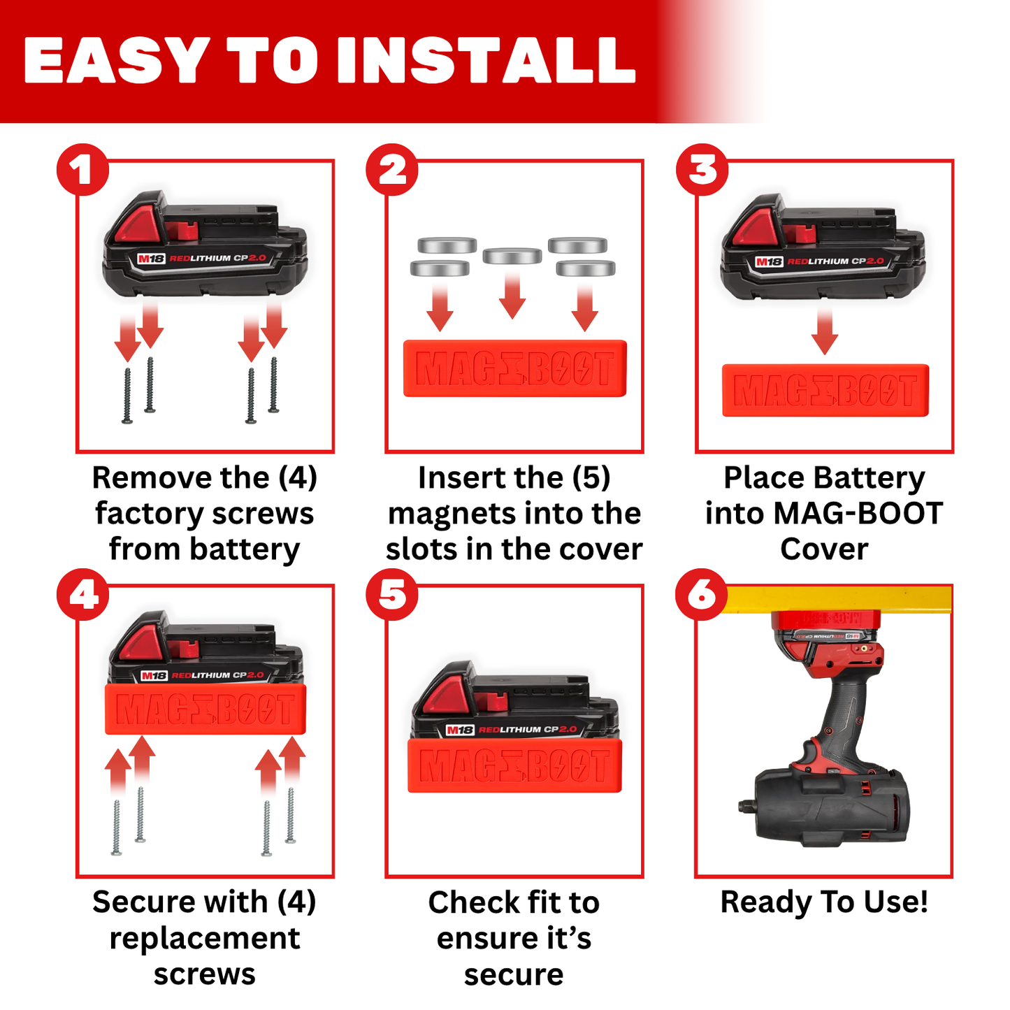 MAG-BOOT Magnetic Battery Cover - Milwaukee M18 CP1.5/2.0