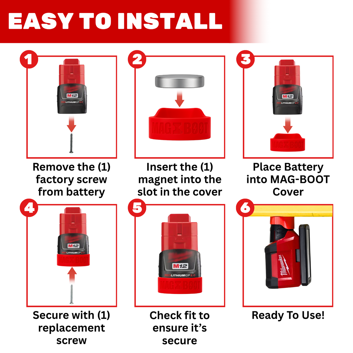 MAG-BOOT Magnetic Battery Cover - Milwaukee M12 CP1.5/2.0/3.0