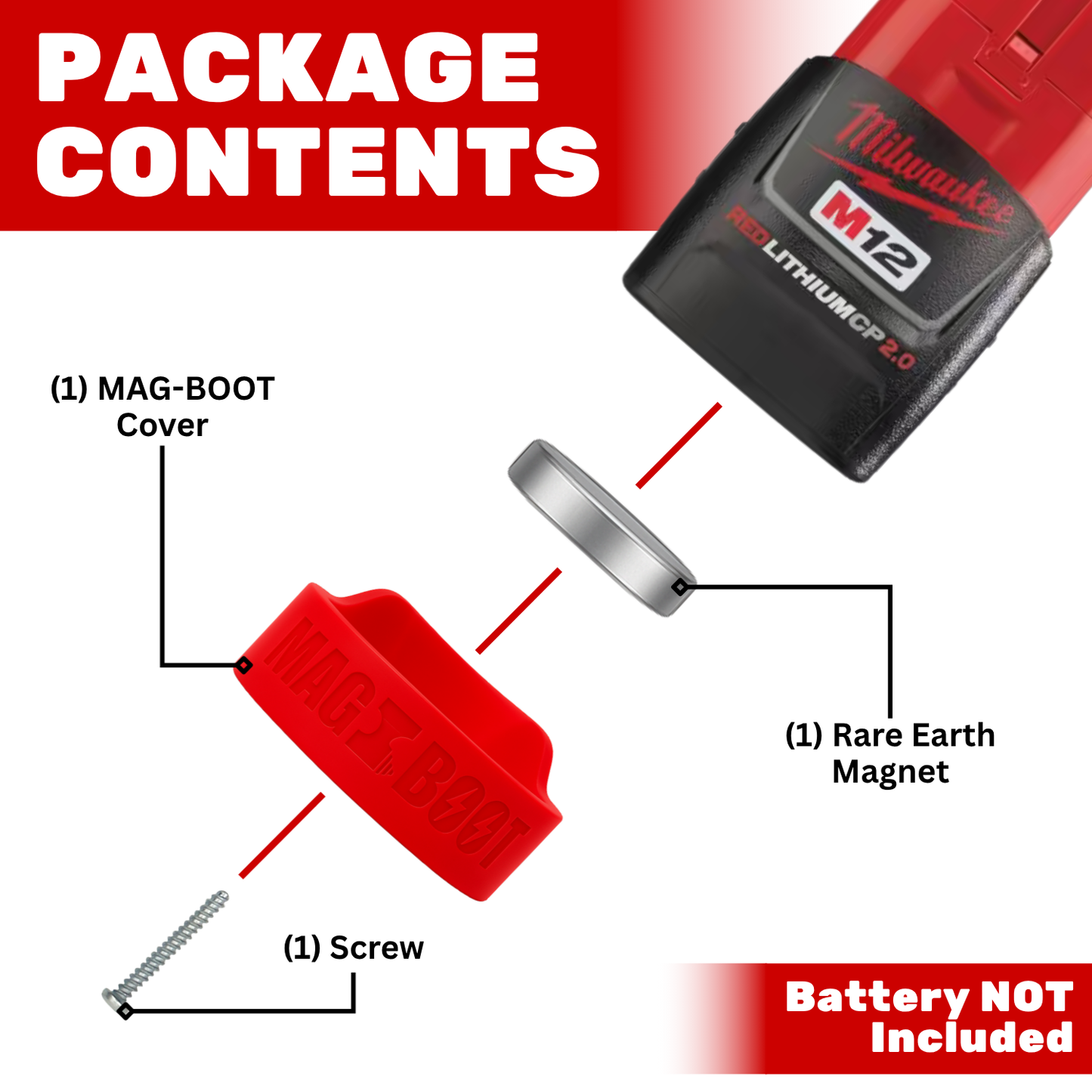 MAG-BOOT Magnetic Battery Cover - Milwaukee M12 CP1.5/2.0/3.0
