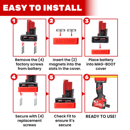 MAG-BOOT Magnetic Battery Cover - Milwaukee M12 XC3.0/4.0/6.0