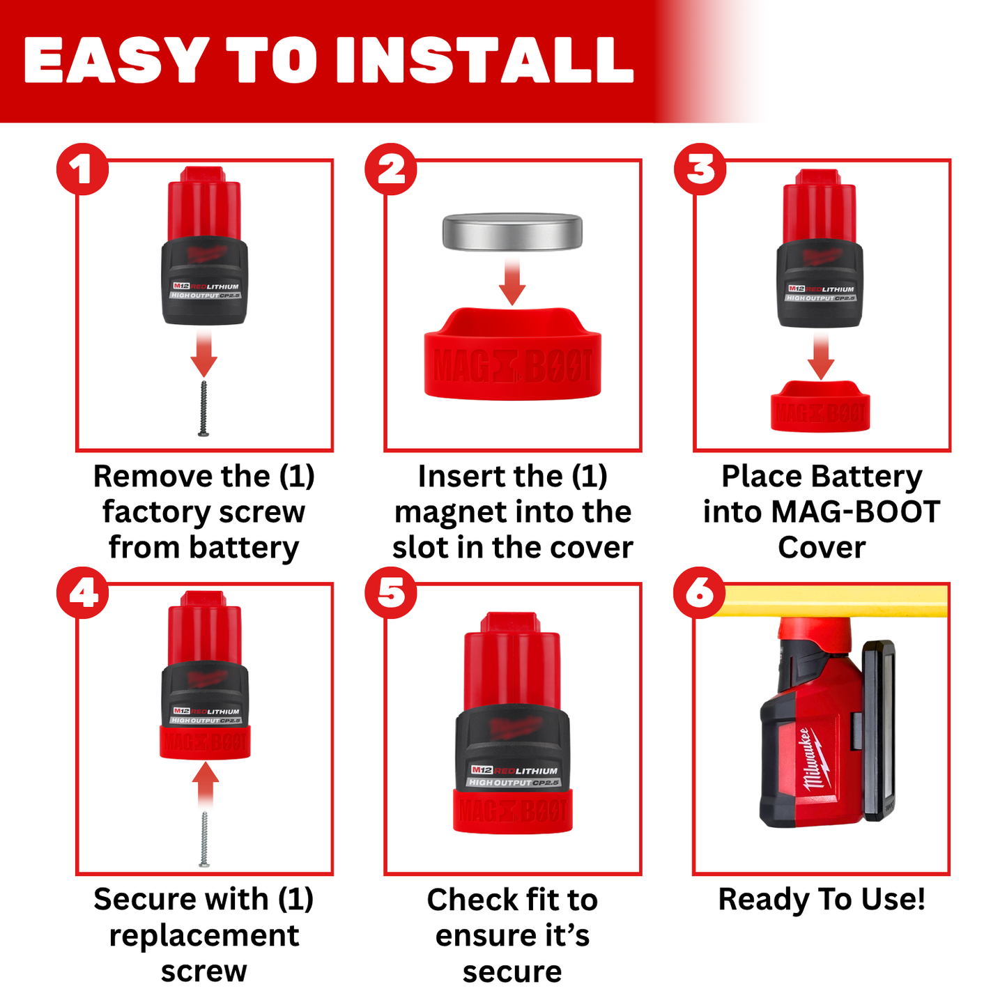 MAG-BOOT Magnetic Battery Cover - Milwaukee M12 High Output CP2.5