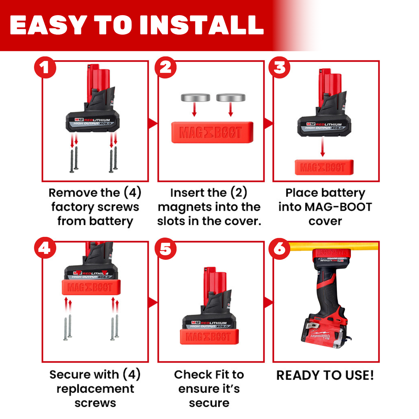 MAG-BOOT Magnetic Battery Cover - Milwaukee M12 High Output XC5.0