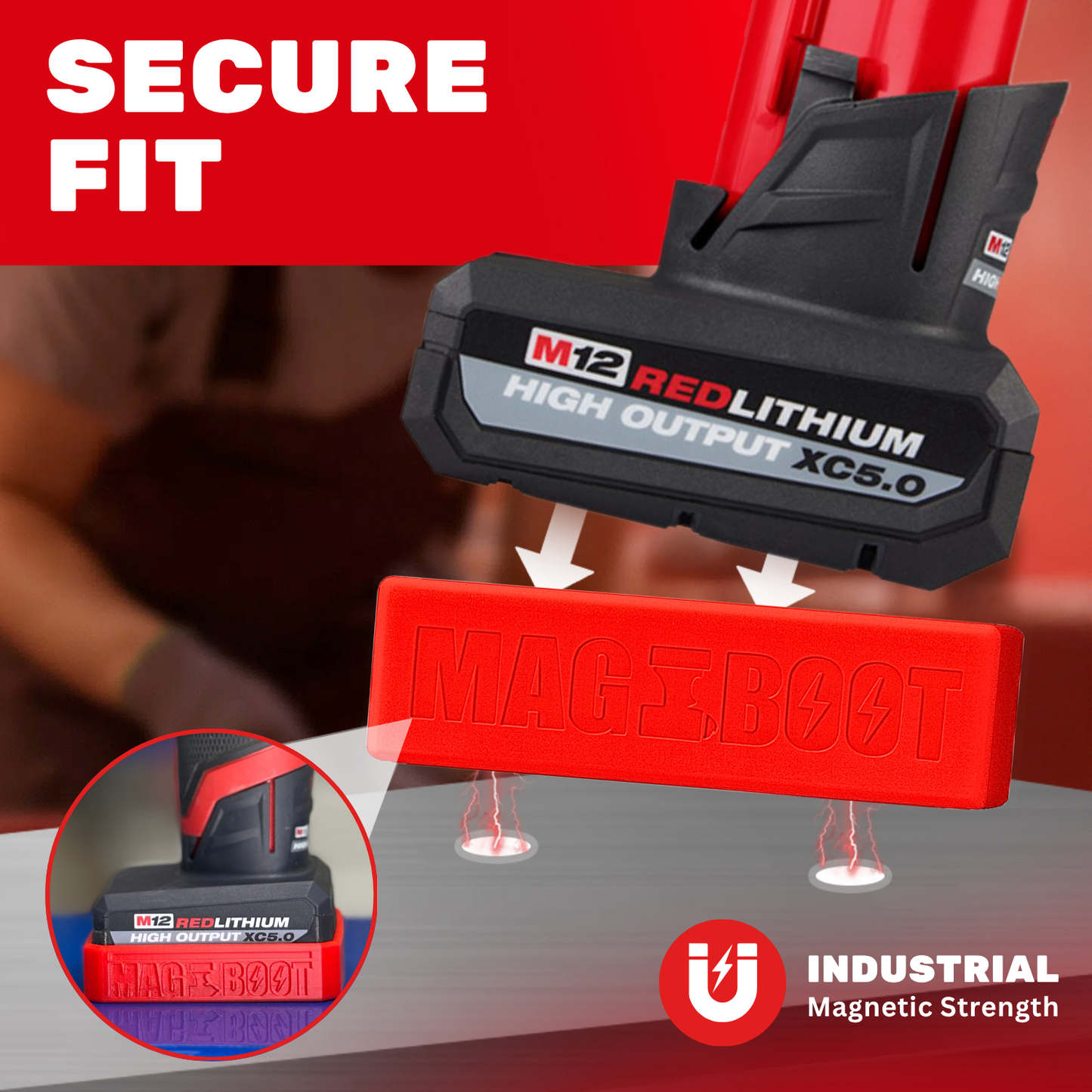 MAG-BOOT Magnetic Battery Cover - Milwaukee M12 High Output XC5.0