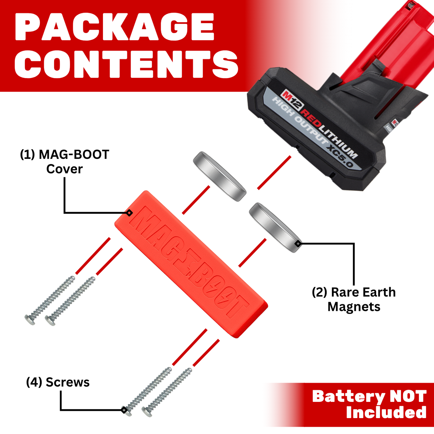 MAG-BOOT Magnetic Battery Cover - Milwaukee M12 High Output XC5.0
