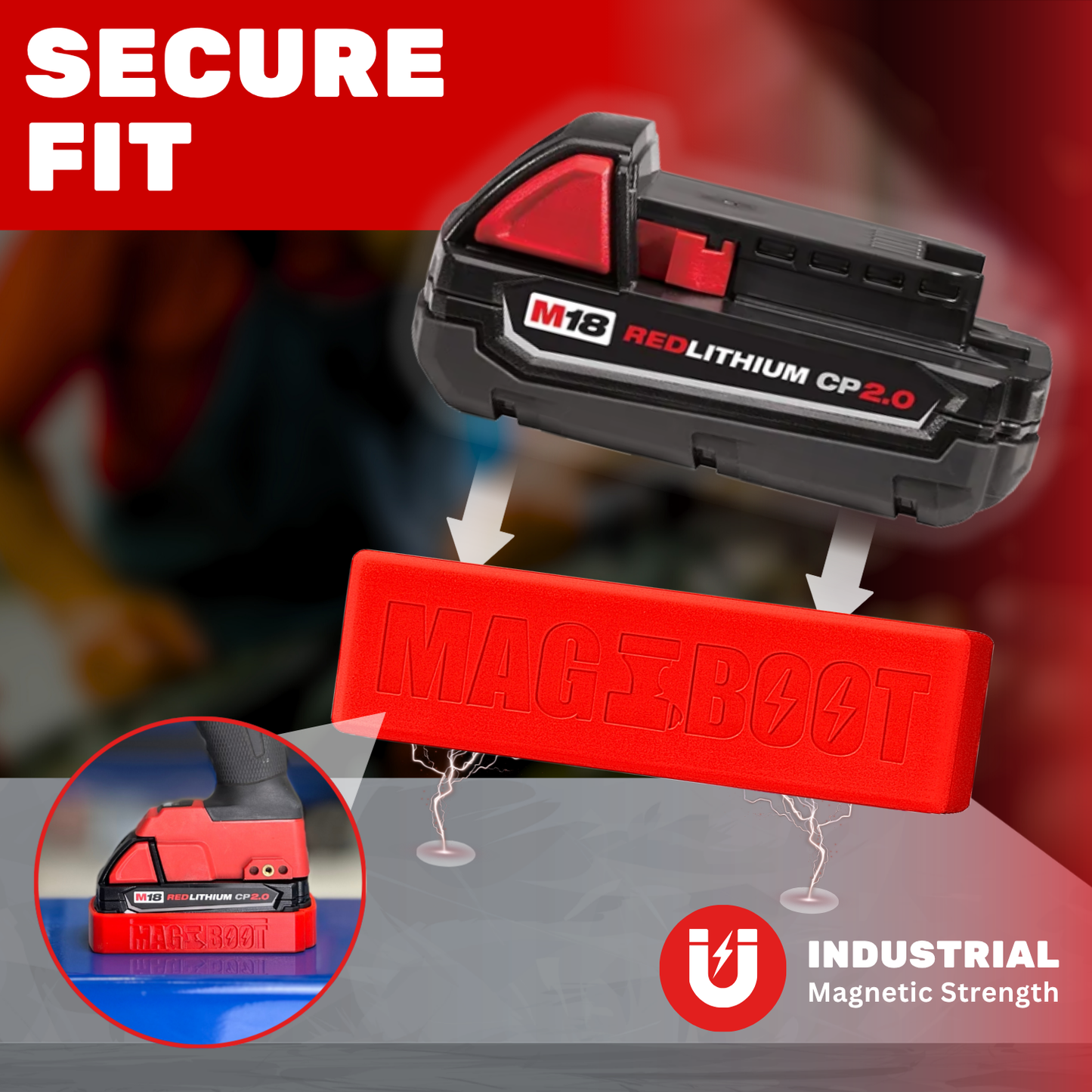 MAG-BOOT Magnetic Battery Cover - Milwaukee M18 CP1.5/2.0