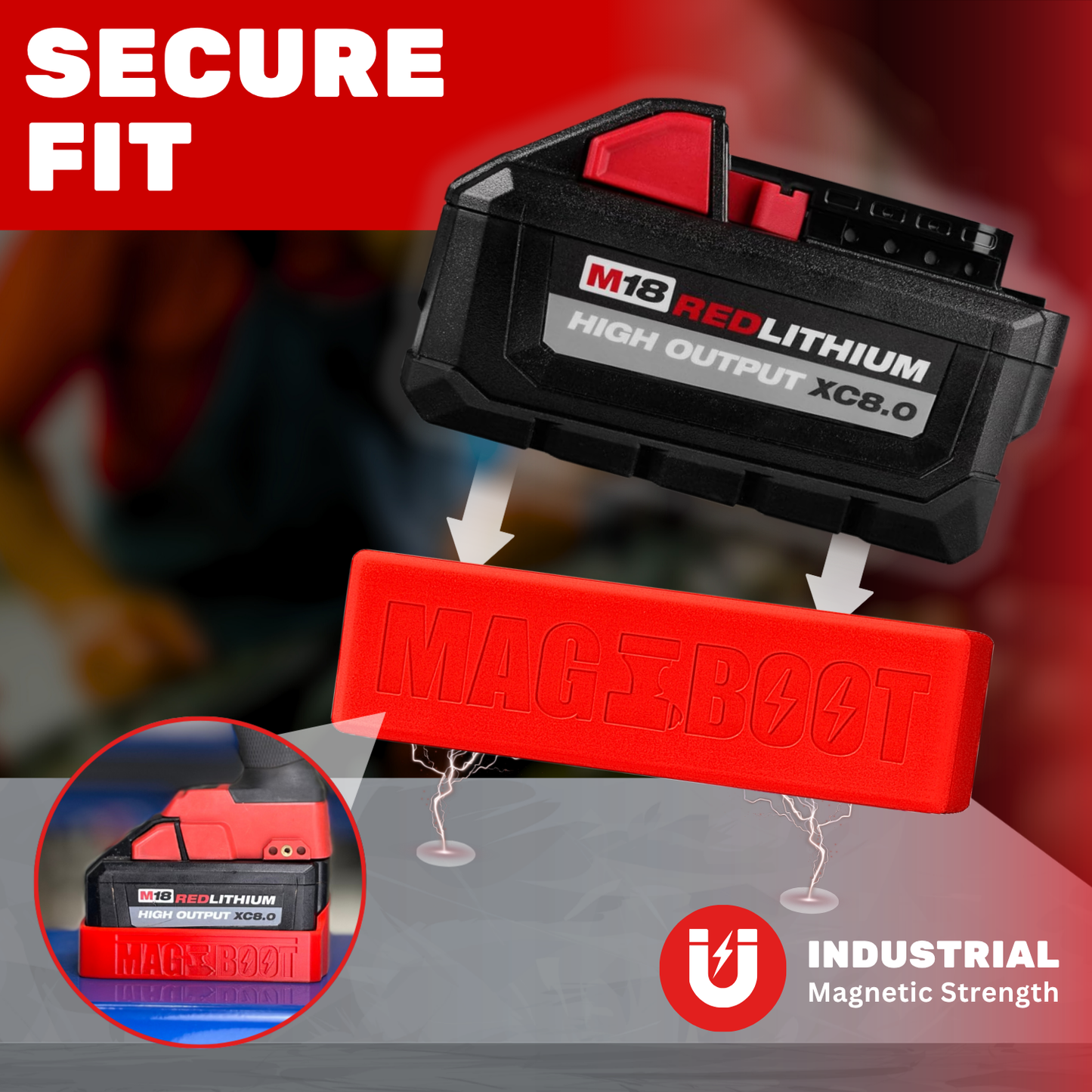 MAG-BOOT Magnetic Battery Cover - Milwaukee M18 High Output XC6.0/8.0