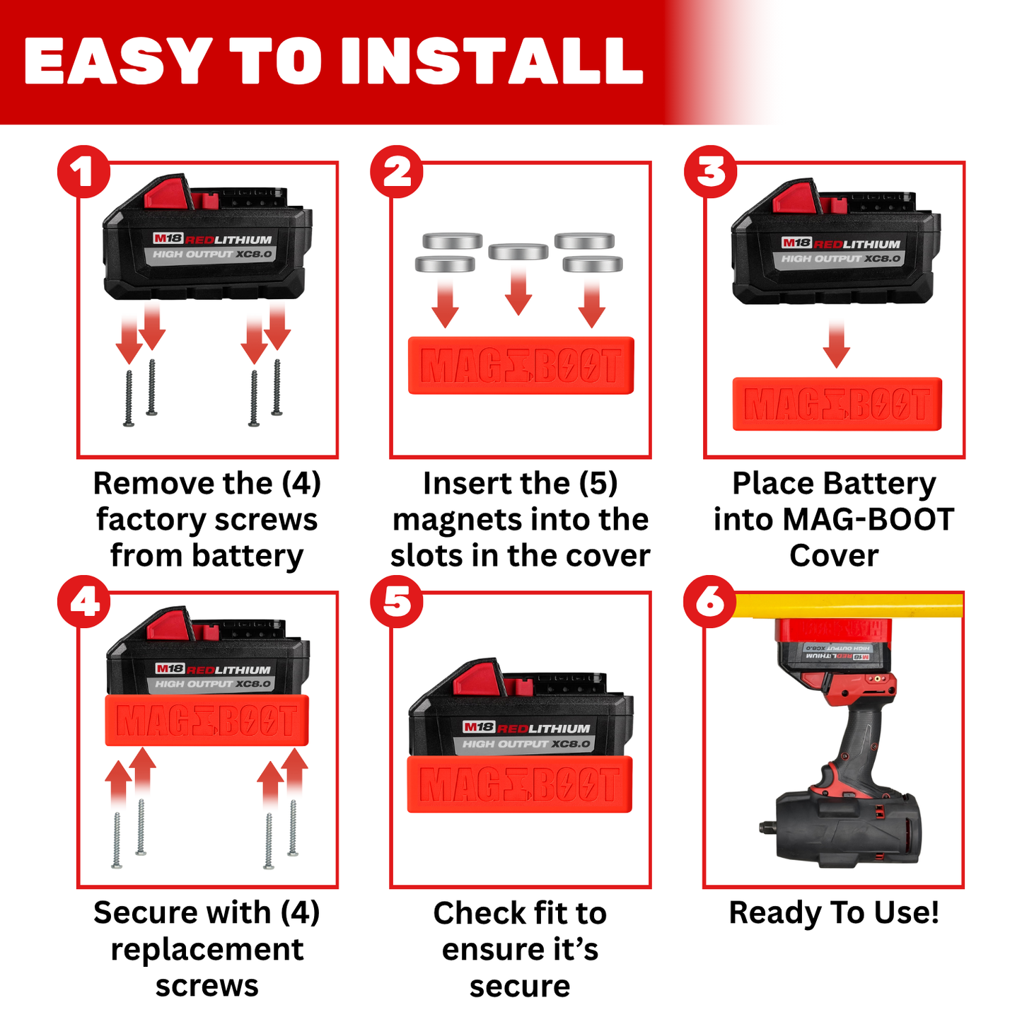 MAG-BOOT Magnetic Battery Cover - Milwaukee M18 High Output XC6.0/8.0