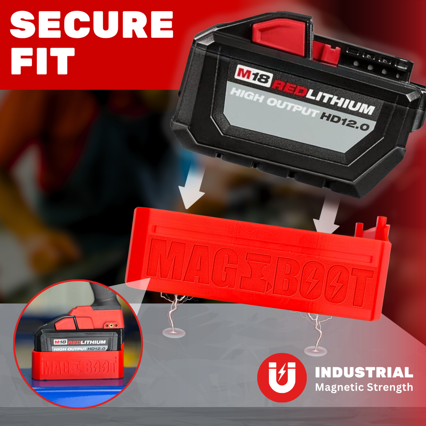 MAG-BOOT Magnetic Battery Cover - Milwaukee M18 High Output HD12.0