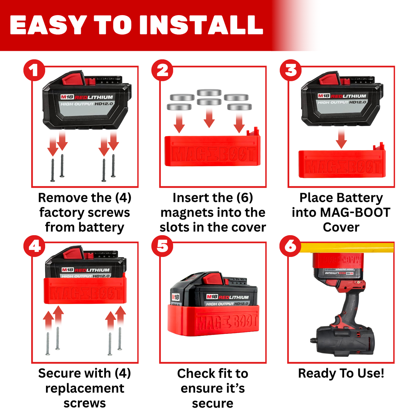 MAG-BOOT Magnetic Battery Cover - Milwaukee M18 High Output HD12.0